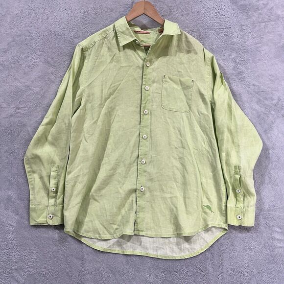 Tommy Bahama Linen Shirt Mens M Relax Green Long Sleeve Loose Casual Button‎ Up - Picture 1 of 12